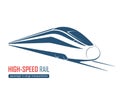 Modern high speed rail emblem, icon, label, silhouette Royalty Free Stock Photo