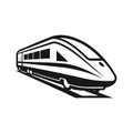 Modern high-speed train icon in black and white with minimalist style and dynamic perspective Royalty Free Stock Photo