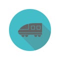 Modern high speed train long shadow icon. Simple glyph, flat vector of transport icons for ui and ux, website or mobile