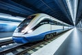 Modern high speed train at metro station Royalty Free Stock Photo