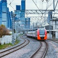 Modern high-speed train. Royalty Free Stock Photo