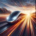 modern high speed train sunset Royalty Free Stock Photo