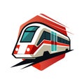 Modern High-Speed Train Vector Illustration with Dynamic Red Background and Motion Lines Royalty Free Stock Photo
