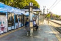 Modern high-speed tram on the streets of Istanbul. Turkey.