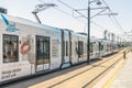 Modern high-speed tram on the streets of Istanbul. Turkey.