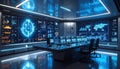 Futuristic Command Center with Digital Displays and Monitors Royalty Free Stock Photo