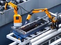 Modern High Tech Industrial Robotic arm on the factory. Generative AI