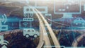 Modern highway and Data technology concept. Smart transportation. ITS Intelligent Transport Systems. Mobility as a Royalty Free Stock Photo