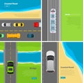 Modern highway Flat Vector Web Banners Set