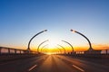 Modern highway toll road at sunset Royalty Free Stock Photo