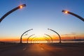 Modern highway toll road at sunset Royalty Free Stock Photo