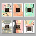 Modern Hipster set of artistic cards, posters,placards, flyers, invitations. Trendy background with hand drawn elements.