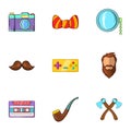 Modern hipsters icons set, cartoon style