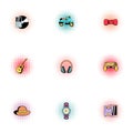 Modern hipsters icons set, pop-art style Royalty Free Stock Photo