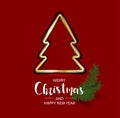 Modern holidays Christmas background banner with Christmas tree branches decorated with berries, stars and candy canes and Royalty Free Stock Photo