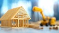 Modern home construction site with heavy equipment and building materials in progress Royalty Free Stock Photo