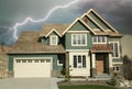 New Home Exterior Canada House Green Siding Roofing Front Garage Royalty Free Stock Photo