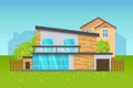 Modern home exterior private house cottage vector