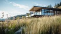 Modern Home In Field: Canon Eos 5d Mark Iv, Serene Oceanic Vistas