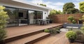 A Modern Home Gains a Deck, Patio, and Courtyard, Blending Indoor and Outdoor Living Royalty Free Stock Photo