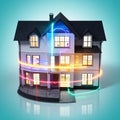 Connected Smart Home Technology and Energy Flow Royalty Free Stock Photo
