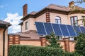 Modern home with installed solar panels Royalty Free Stock Photo