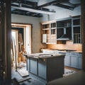 Modern Home Kitchen Construction, Creating a New Culinary Space, Generative AI