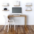 Modern Home Office Interior Design With Bookshelve Royalty Free Stock Photo