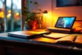Modern home office interior for online learning Royalty Free Stock Photo