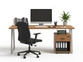 Modern home office setup isolated on white background Royalty Free Stock Photo