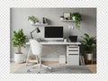 Modern home office setup isolated on white background isolated on white background Royalty Free Stock Photo