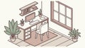 Modern Home Office Workspace Vector, vector design Generative AI Royalty Free Stock Photo