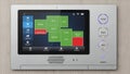 Modern Home Security System Touchscreen Display Showing Zone Status and Control Panel Royalty Free Stock Photo