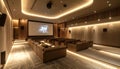 Luxurious Home Theater with Plush Seating and Ambient Lighting Royalty Free Stock Photo