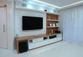 Modern Home Theater Room Interior with Flat Screen TV Royalty Free Stock Photo