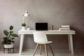 Modern home workspace with ergonomic furniture and minimalist design, ideal for remote work. Comfortable and stylish Royalty Free Stock Photo