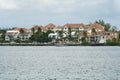 Modern homes for the wealthy people in traditional Caribbean style located in the harbour town of Nassau, Bahamas Royalty Free Stock Photo