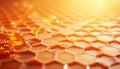 Modern honey and honeycomb pattern on vibrant background, perfect for design projects