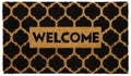 Modern honeycomb patterned yellow black welcome zute doormat