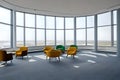 modern hospital inside, creative design, chairs, large windows
