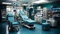 Modern hospital uses automated robotic arms for surgery and care generated by AI