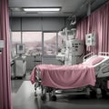 Modern Hospital Ward Shades of Grey and Dusty Pink AI Generated