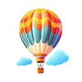 Modern Hot air balloon Aerial Vehicle Cartoon Square Illustration.