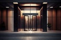 modern hotel entrance with sleek, glass doors and minimalist design Royalty Free Stock Photo