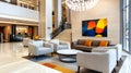 Modern Hotel Lobby Interior Design with Abstract Royalty Free Stock Photo