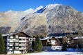 Modern hotels in the charming Swiss resort of Saas-Fee Royalty Free Stock Photo