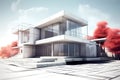 Modern house abstract rendering. Generative ai design
