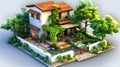 Modern house with beauty terrace and garden Royalty Free Stock Photo