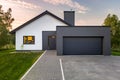 Modern house with big garage Royalty Free Stock Photo