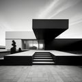 Modern House: A Black And White Image Of Minimalist Stage Design